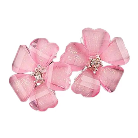 Jewelry - Beautiful Pink Floral CZ Earrings
